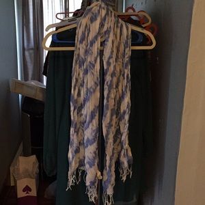 Blue, white, and silver scarf